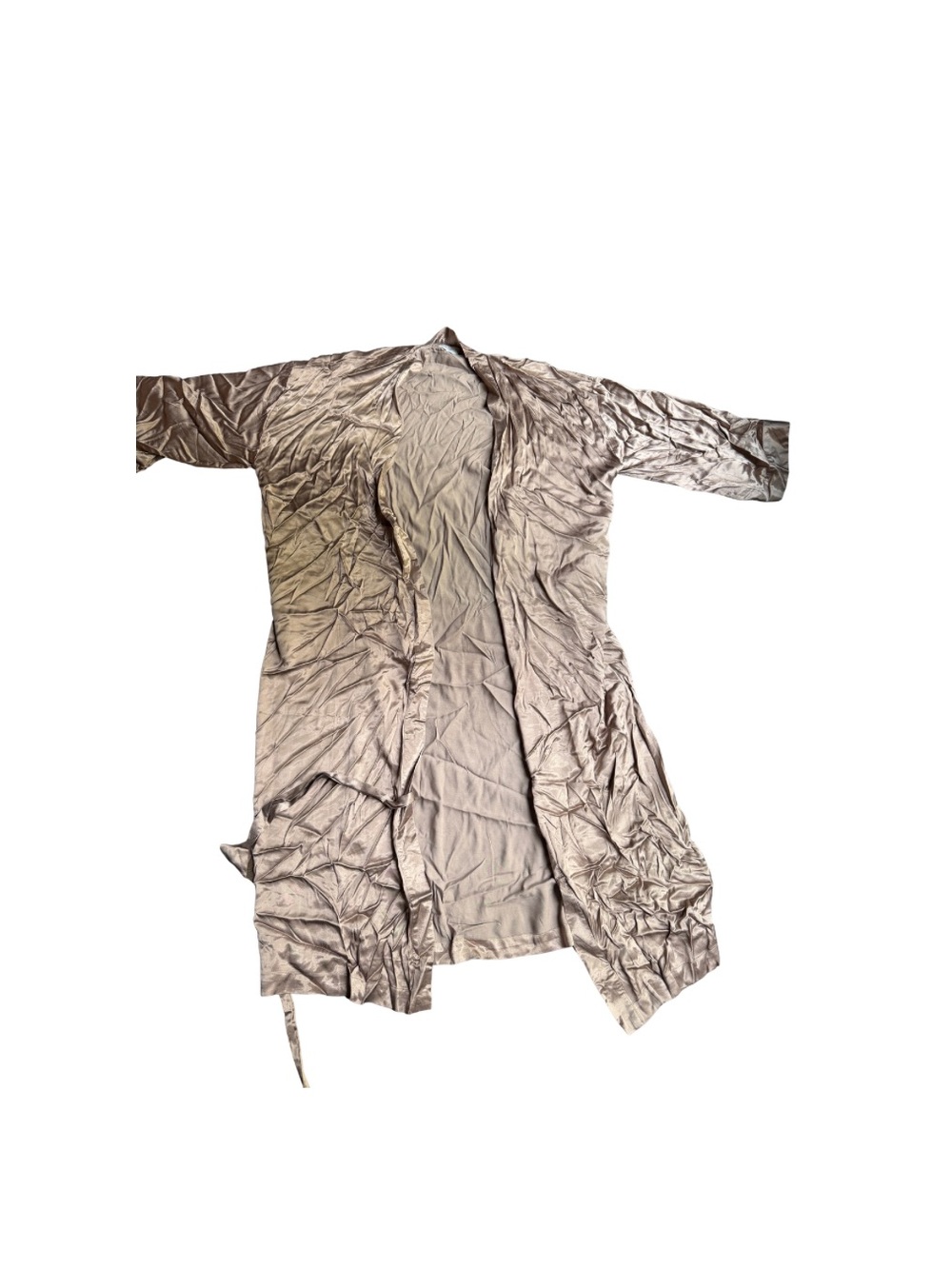 JLUXLABEL Satin Long Duster Robe in Taupe
